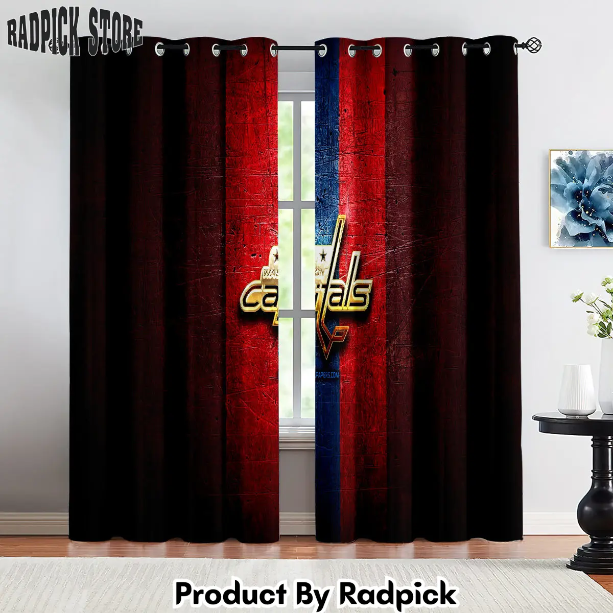 Radpick washington capitals hockey league curtains drapes for window treatment set 3 rp852151